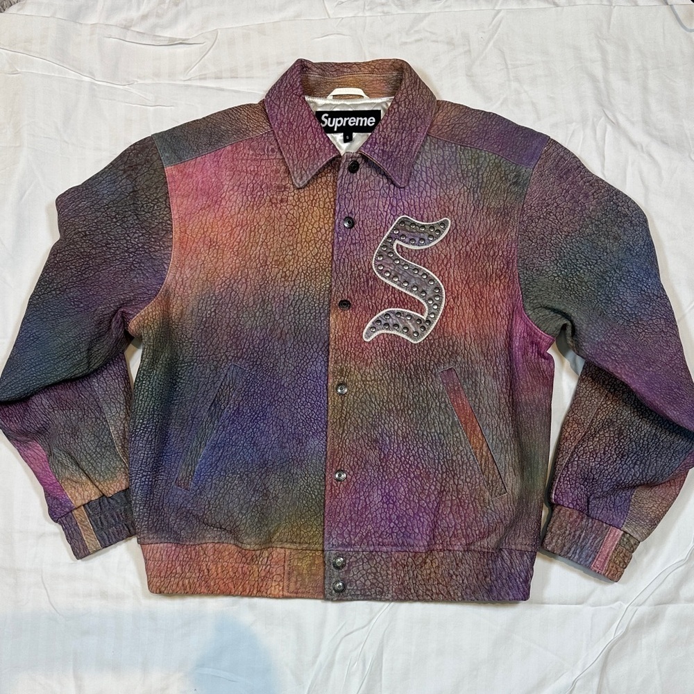 [UNISEX] SUPREME Multicolour Real Lamb Leather Varsity Jacket S | Deadstock - Picture 4 of 12